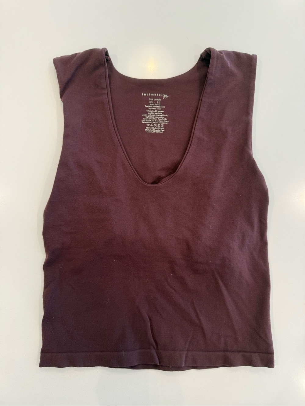 Free People Clean Lines Muscle Cami Women’s S Chocolate Merlot Deep V neck Crop